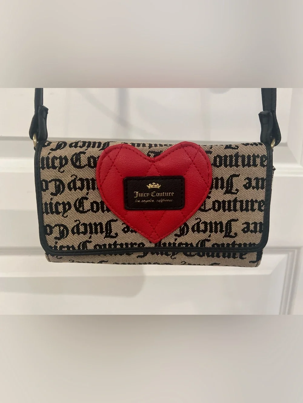 Juicy Couture Red Quilted Heart Script Logo Wallet